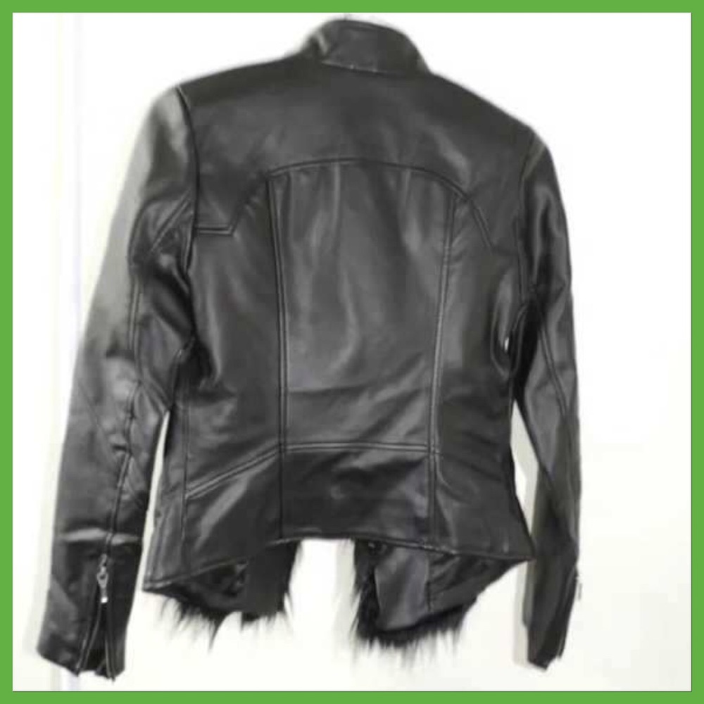 NEW ⭐️ 5 STAR RATING FAUX FUR VEGAN LEATHER JACKET ⭐️ SUPER SALE ⭐️ - Picture 5 of 7